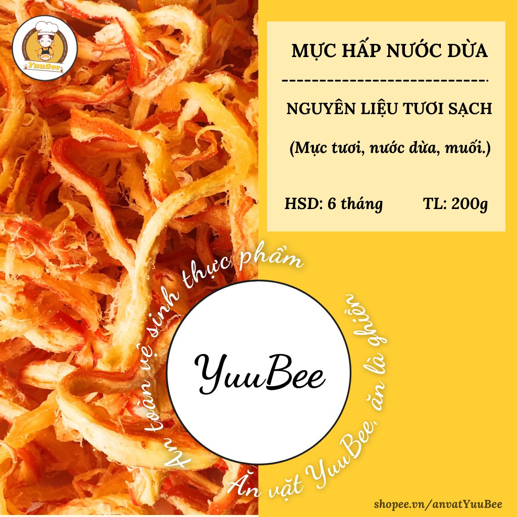 Mực hấp nước dừa xé sợi siêu cay siêu ngon siêu rẻ YUUBEE 200g  - Đồ ăn vặt Việt Nam - Ăn vặt YuuBee