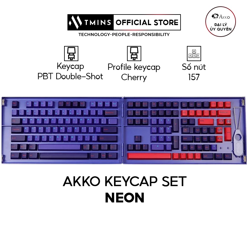 Set keycap AKKO NEON (PBT Double-Shot/Cherry profile/157 nút)