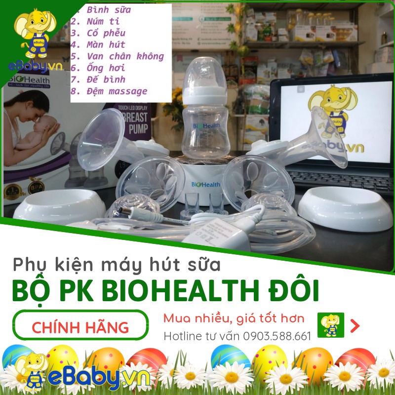 Trọn Bộ Phụ Kiện Máy Hút Sữa Biohealth - Phụ Kiện Dùng Cho Máy Hút Sữa Biohealth Điện Đôi - Hàng Nhập Khẩu US