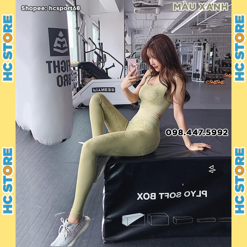 SẴN Set Bộ Đồ Tập Gym Yoga Nữ SET12 Hoạ Tiết Da Rắn Chất Dệt Kim, Hàng Xuất Châu Âu - HcSport68