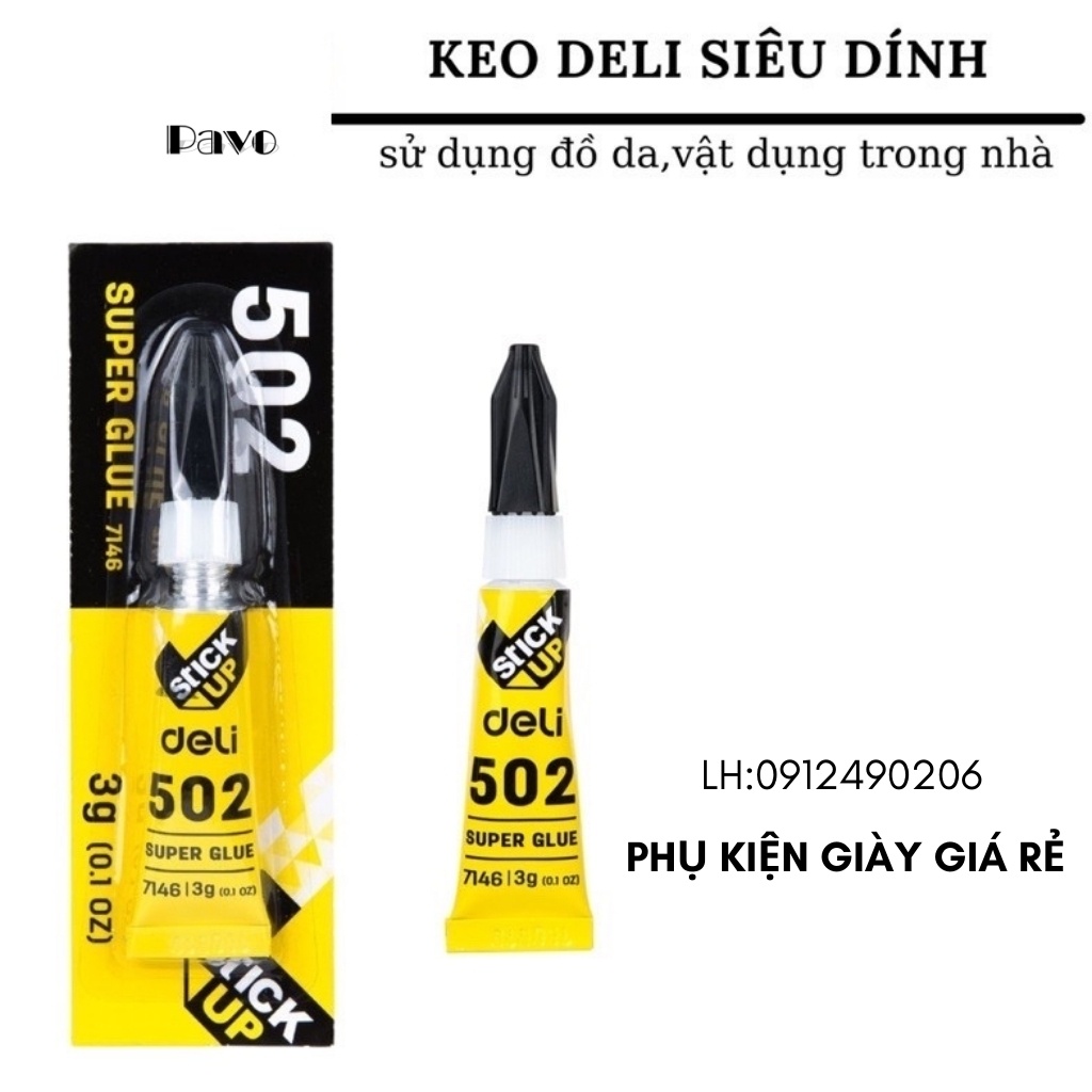 Keo Dán 502 Deli E7146 Đa Năng Dán Giày Dép, Dán Túi Xách, Dán Gốm Sứ Siêu Chắc (3g)