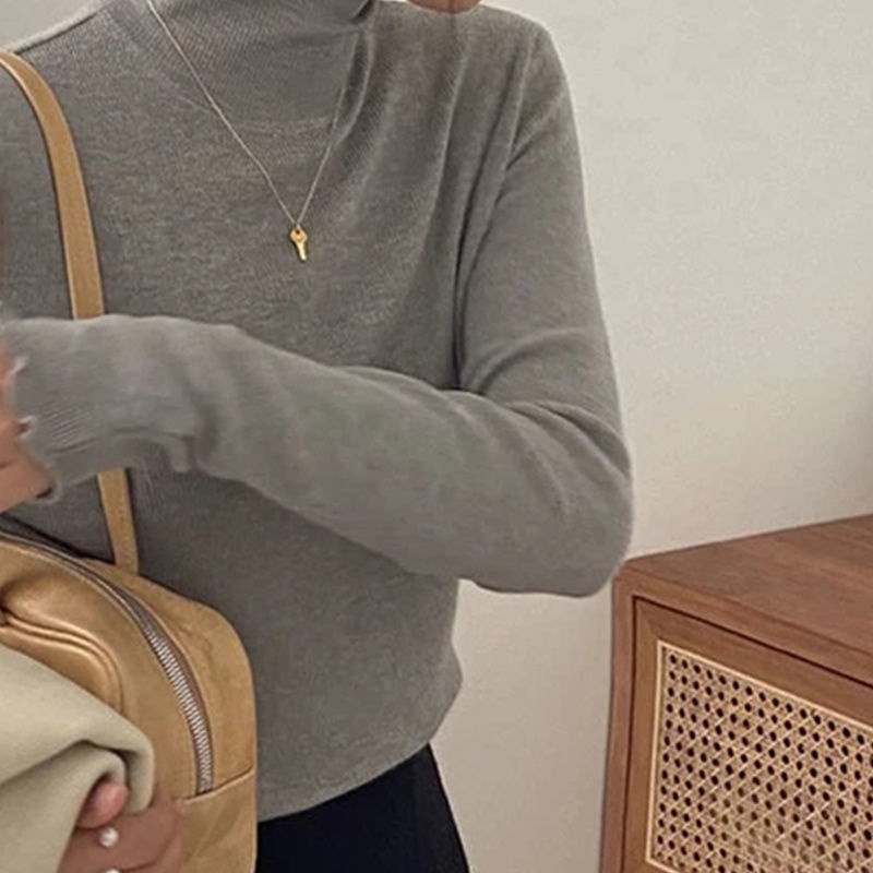 Áo sweater cổ cao dáng ôm phong cách Hàn Quốc thời trang thu đông mới dành cho bạn nữ