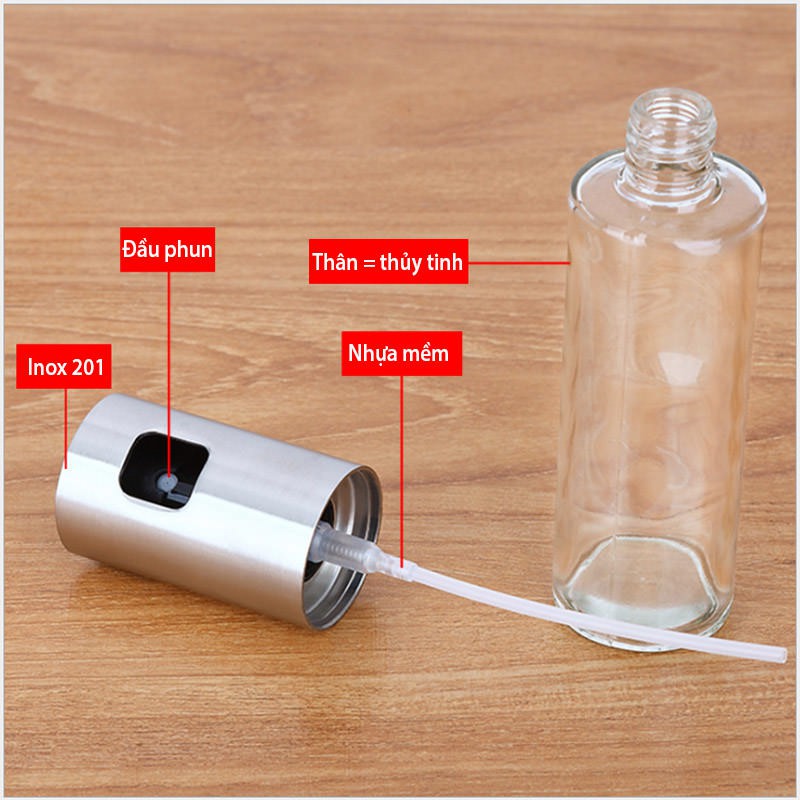 [FREESHIP] Bình xịt dầu ăn, xịt dầu dấm dạng phun sương bình thủy tinh 100ml