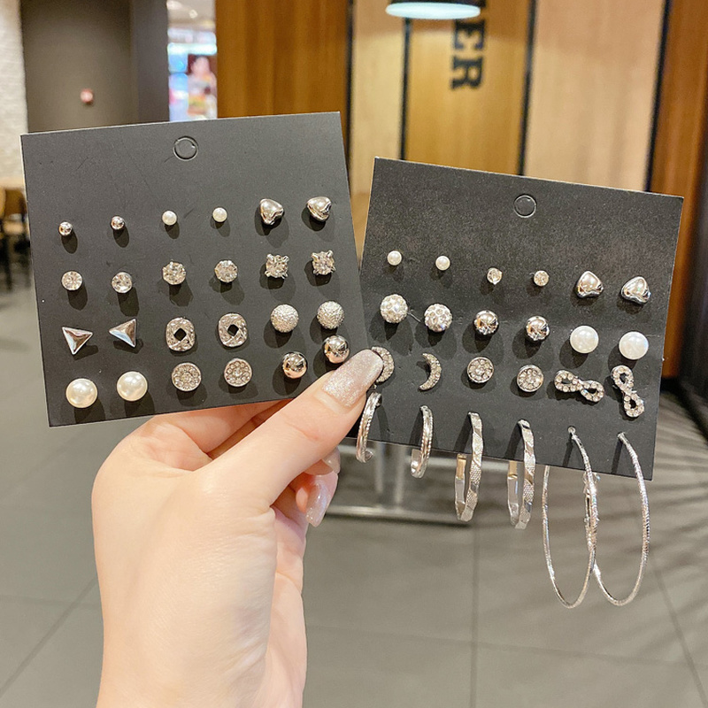 Bộ 12 Đôi Bông Tai Thời Trang Hàn Quốc