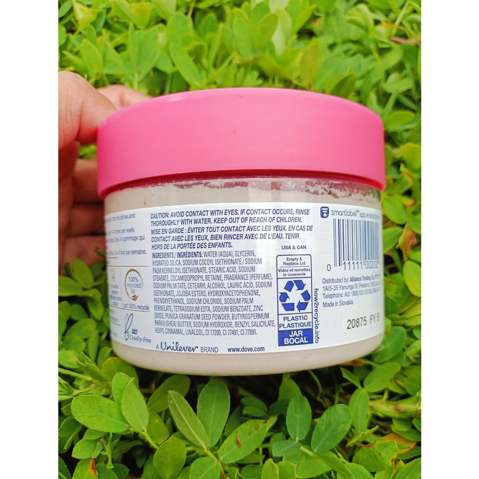 Tẩy Tế Bào Chết Cơ Thể Chiết Xuất Lựu Và Bơ Đậu Mỡ Dove Exfoliating Body Polish Scrub 298g Mỹ