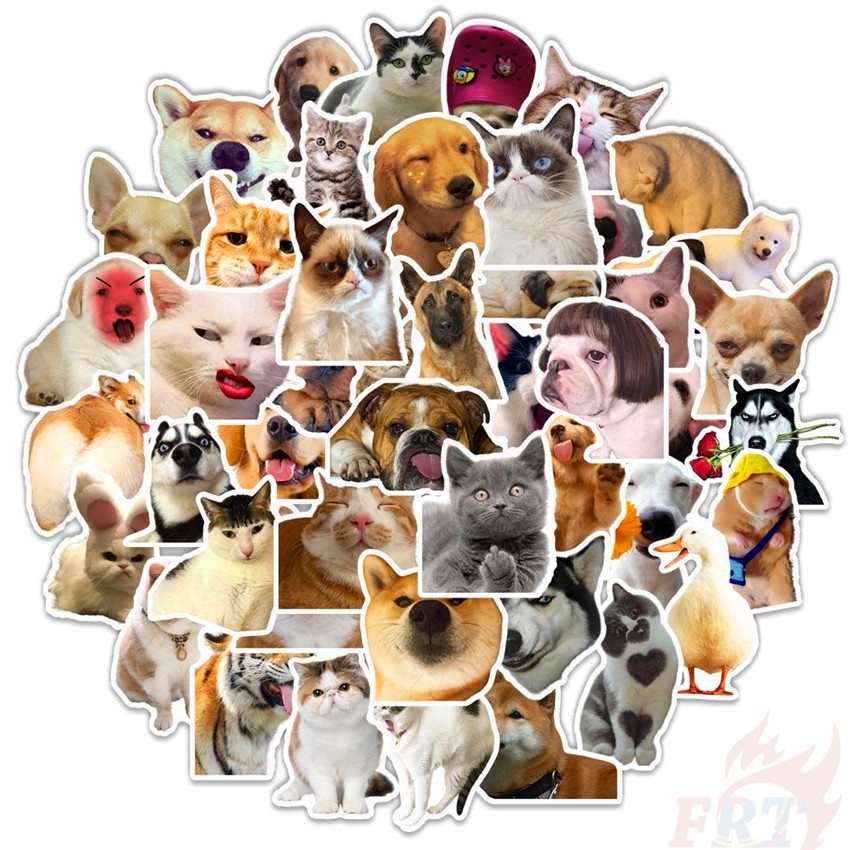 ❉ Hình Dán Mèo &amp; Chó Đáng Yêu Series 01 ❉ Set 50 Sticker Họa Tiết Doodle Thời Trang Dùng Để Trang Trí Ván Trượt / Laptop / Vali