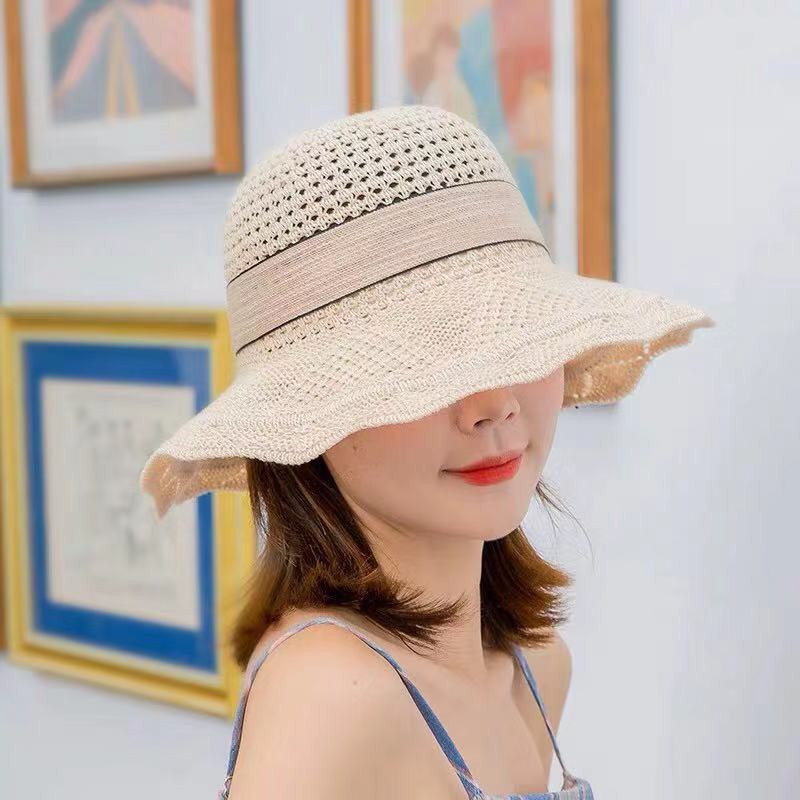 giá rẻ khuyến mãimũ gấp cotton và vải lanh có thể giặt được bà Xia che nắng mái hiên lớn đi biển mùa hè nữ