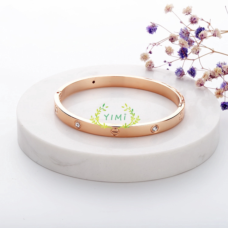 Vòng Tay Thép Titan Khảm Đá Thời Trang Cho Nam Nữ