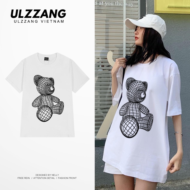 Áo thun nữ tay lỡ ULZZ ulzzang form dáng rộng Bear Line