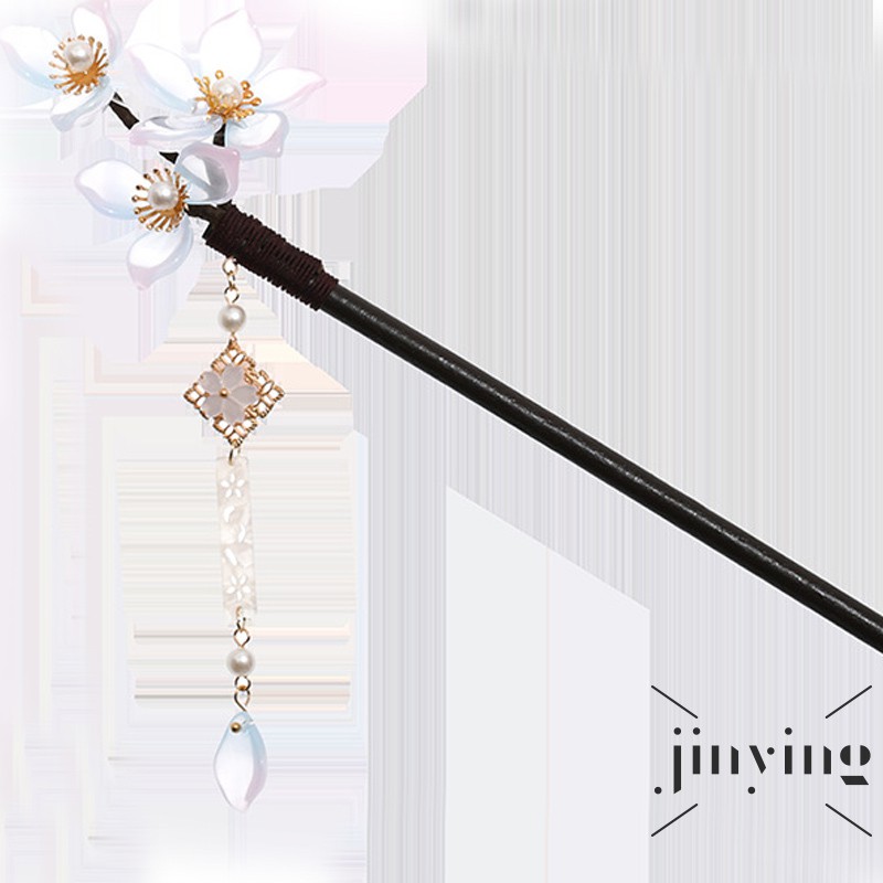 GETNOIVAS Trâm cài tóc thủ công họa tiết hoa đính ngọc trai phong cách cổ trang cho nữ