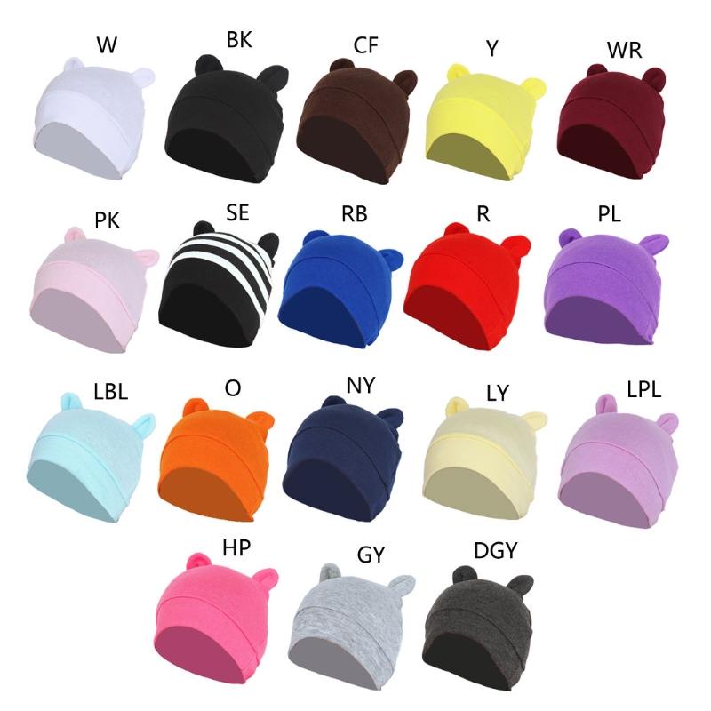 Mũ beanie tai dễ thương màu trơn thời trang thu đông cho bé sơ sinh