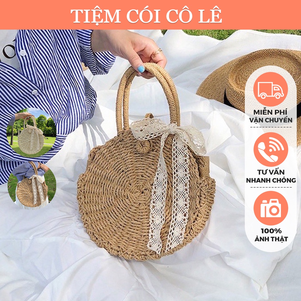 Túi cói ốc sên phối nơ ren xinh xắn đi biển chụp ngoại cảnh hot hit - Tiệm Cói Cô Lê