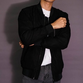 Áo khoác bomber da lộn 2 lớp