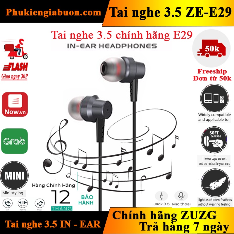 Tai nghe chân 3.5 chống ồn chủ động có mic ZUZG design E29