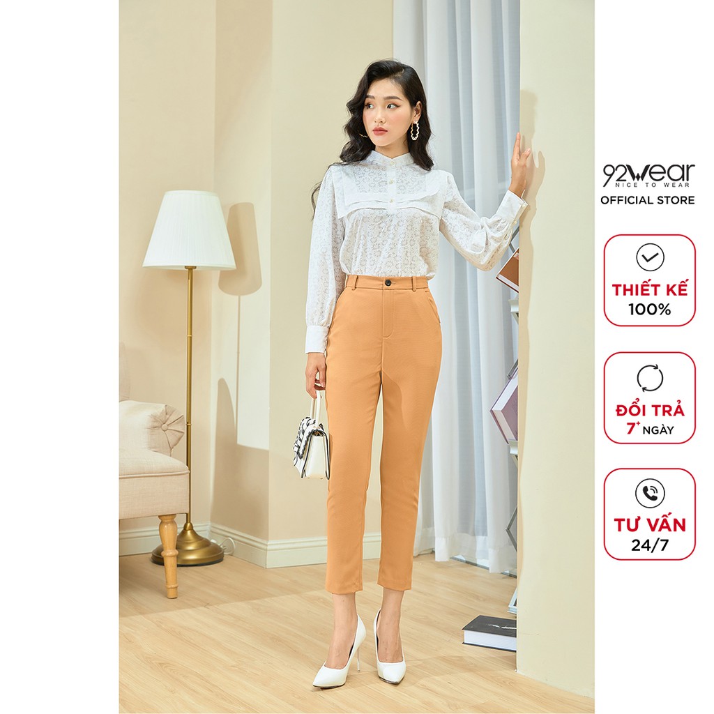 Quần tây nữ 92WEAR âu baggy công sở, thanh lịch, thoải mái QAA1602