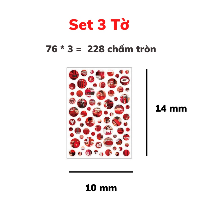 Set 228 Sticker Chấm Tròn Họa Tiết Trang Trí Bullet Journal Làm Đồ Handmade