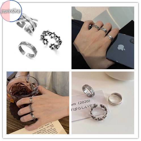 Set 3 nhẫn hở phong cách hiphop thời trang cho nữ