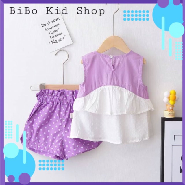 {BiBo Kid}-Bộ Chấm Bi Siêu Xịn Cho bé gái Hot mùa 2020