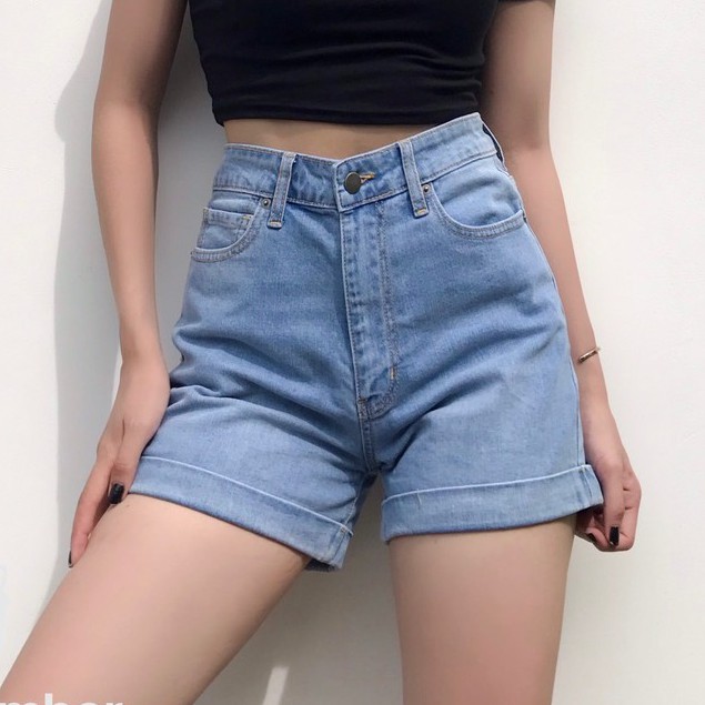 Quần short trơn cạp cao mã 1069