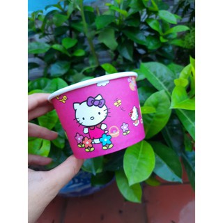 Set 50 cốc giấy đựng kem nắp cầu