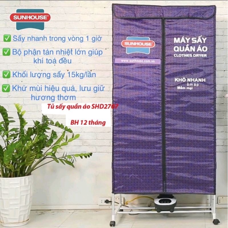 Tủ sấy quần áo Sunhouse SH2707 Cao Cấp. Bảo hành chính hãng.