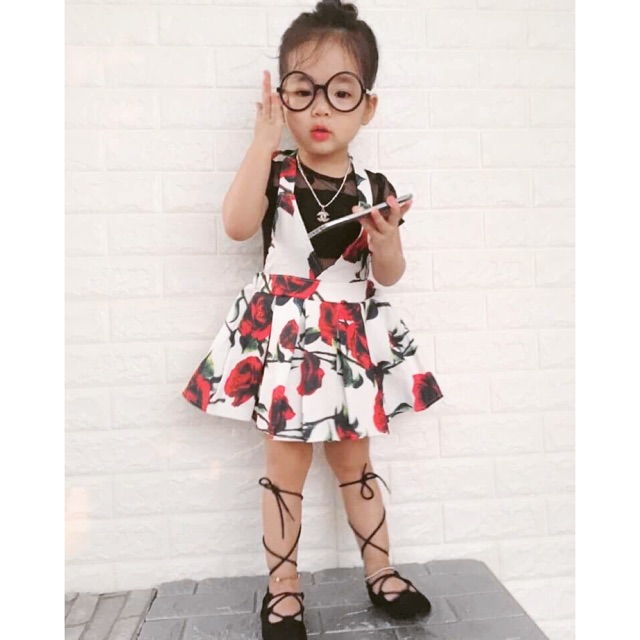 Set yếm váy kèm áo lưới