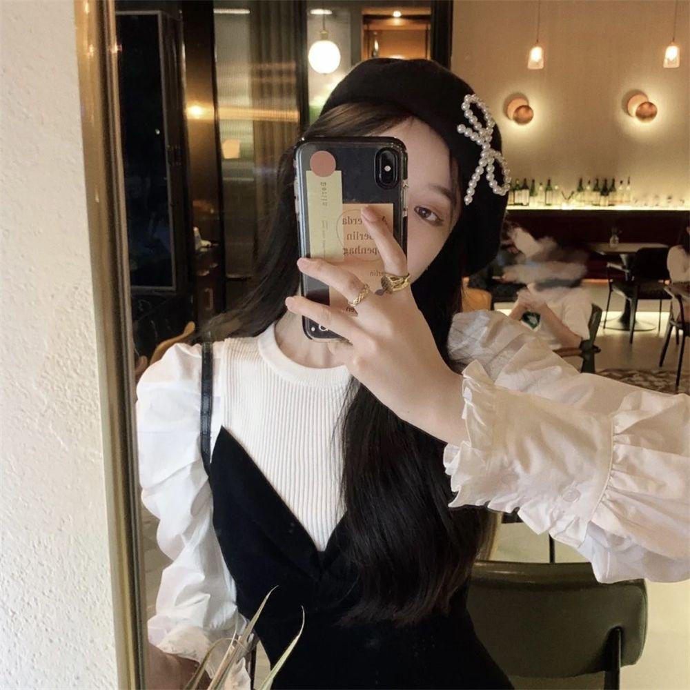 NIUYOU Mũ Beret Đính Nơ Thời Trang Mùa Đông Ấm Áp
