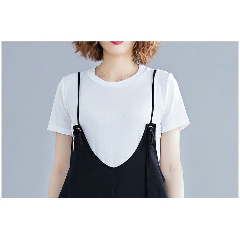 [ORDER] Quần yếm lửng nữ bigsize ống rộng màu đen basic (fit 75kg) - Có ảnh thật | BigBuy360 - bigbuy360.vn