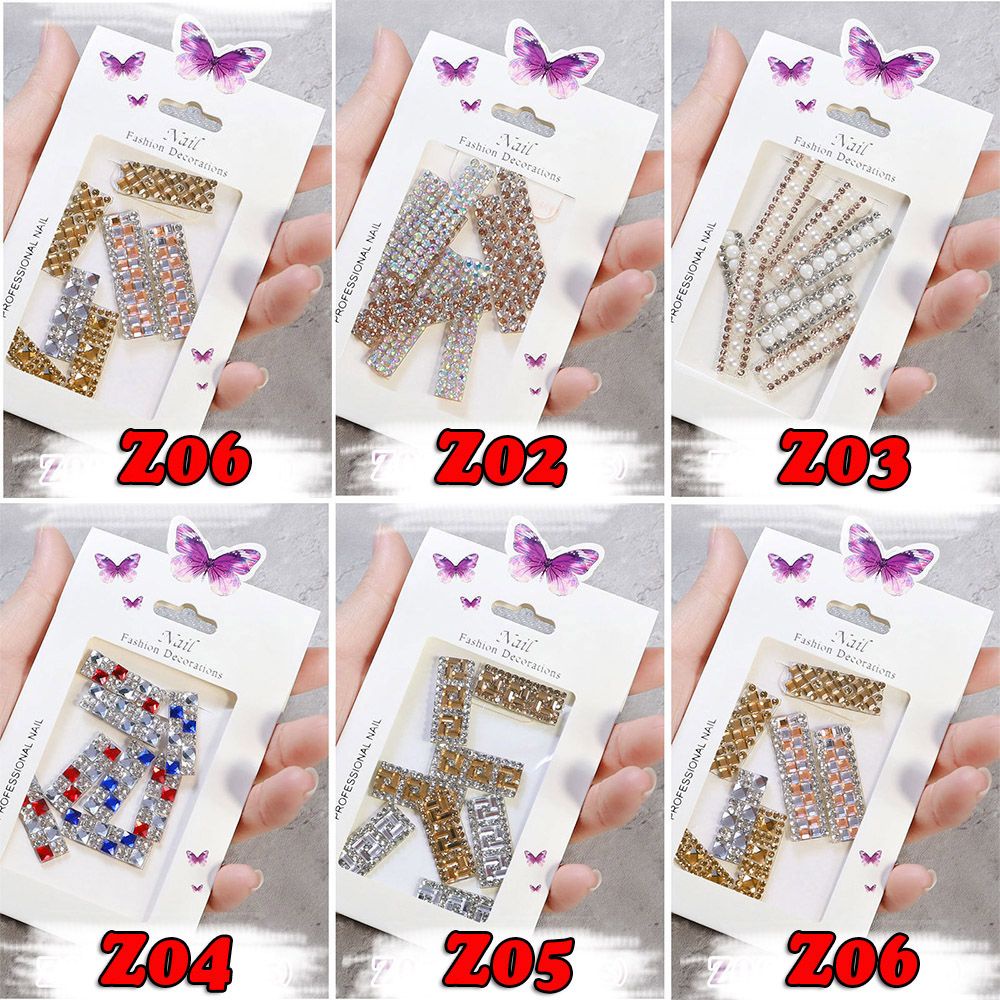 Sticker Dán Móng Tay Hình Chữ Cái Mới|Keo Dán Móng Giả Lấp Lánh|Kim Cương Đầy Màu Sắc Nóng Bỏng