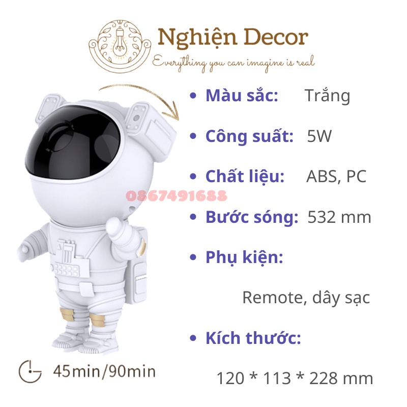 Đèn Phi Hành Gia Mẫu Mới Có Loa Bluetooth, Đèn Phi Hành Gia Astronaut Chiếu Sao Thiên Hà Loại Mới 2023