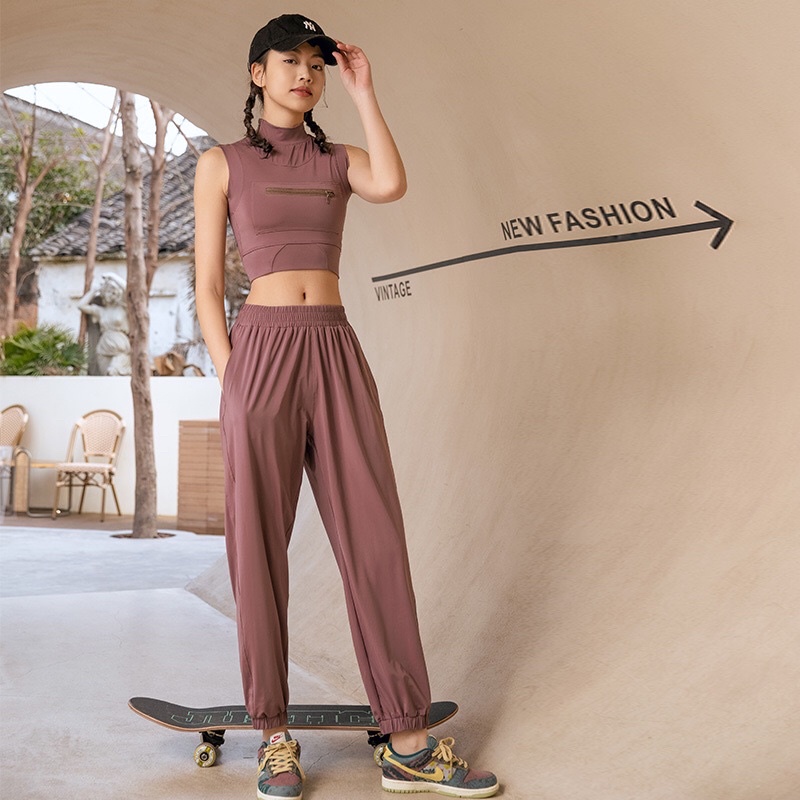 Set Bộ Jogger Thun Lụa Siêu Mềm Mại Tập Gym Yoga Chạy Nhảy Múa Đều Duyên Dáng