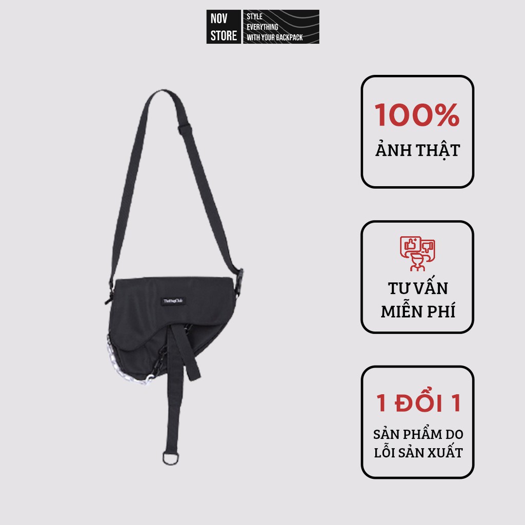 Túi đeo chéo unisex, túi xách chống nhăn chống thấm nước, dây xích tháo rời dành cho nam và nữ novstore - BLACK SADDLE