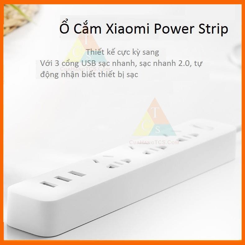 Ổ Điện Xiaomi Mi Power Strip Trắng - Ổ điện Xiaomi Mi Power Strip Trắng 3 Cổng USB Dây Dài 1,8m