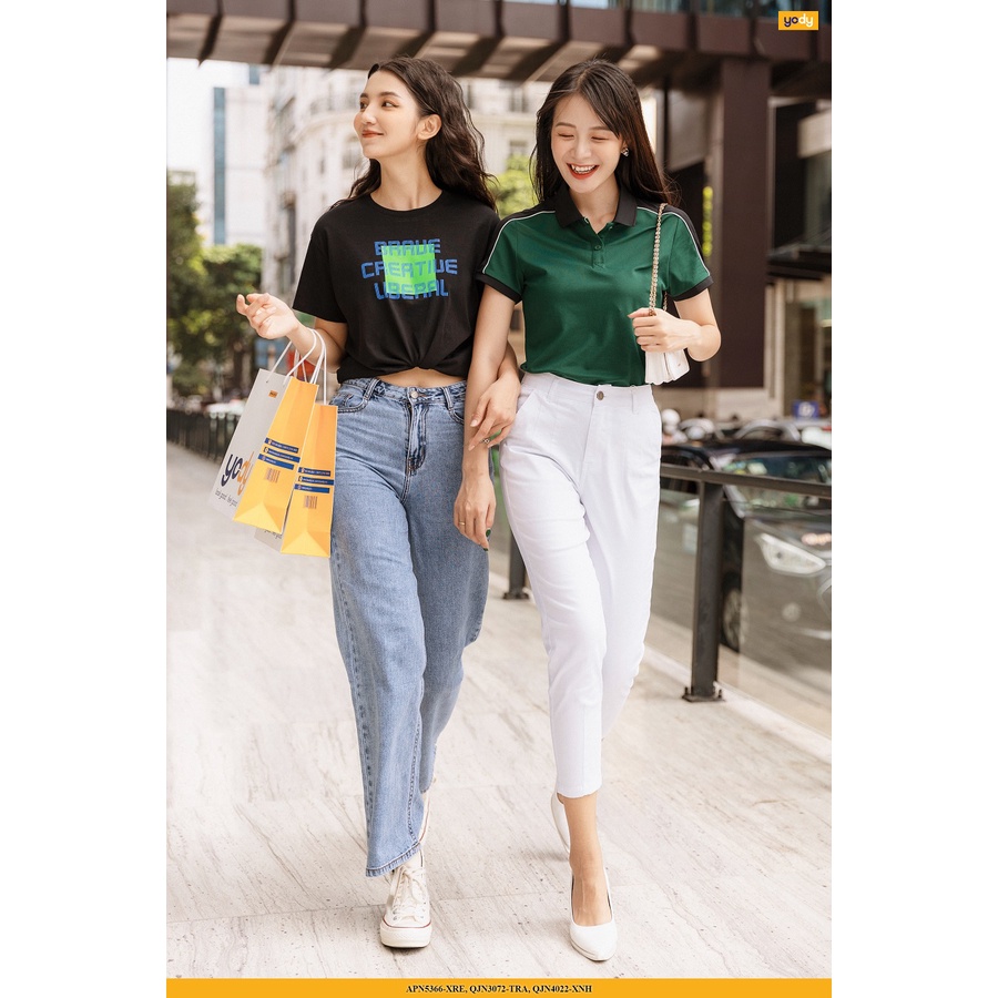 Quần kaki nữ YODY cạp cao co giãn 4 chiều ống ôm công sở phong cách lịch sự thoải mái QJN3072