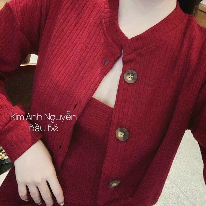 SET ĐẦM HAI DÂY VÀ ÁO KHOÁC LEN GÂN SIÊU XINH KÈM ẢNH THẬT