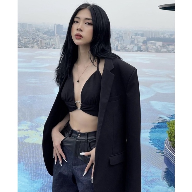 LEE - Quần Jean Ống Loe Phối Da