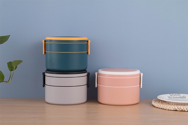 Hộp đựng cơm, thức ăn 2 ngăn kèm thìa ms4599