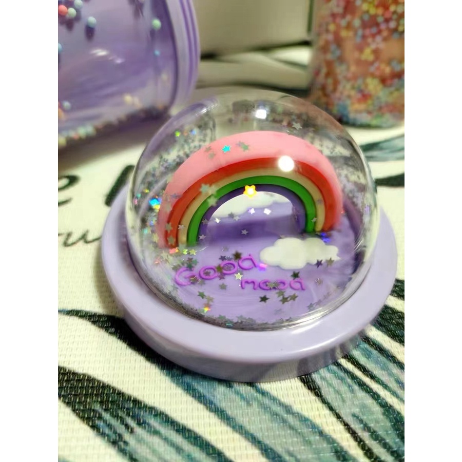 Cốc Nhựa Uống Nước Starbucks Màu Cầu Vồng Họa Tiết Hoạt Hình Hai Lớp Ống Hút 600ml