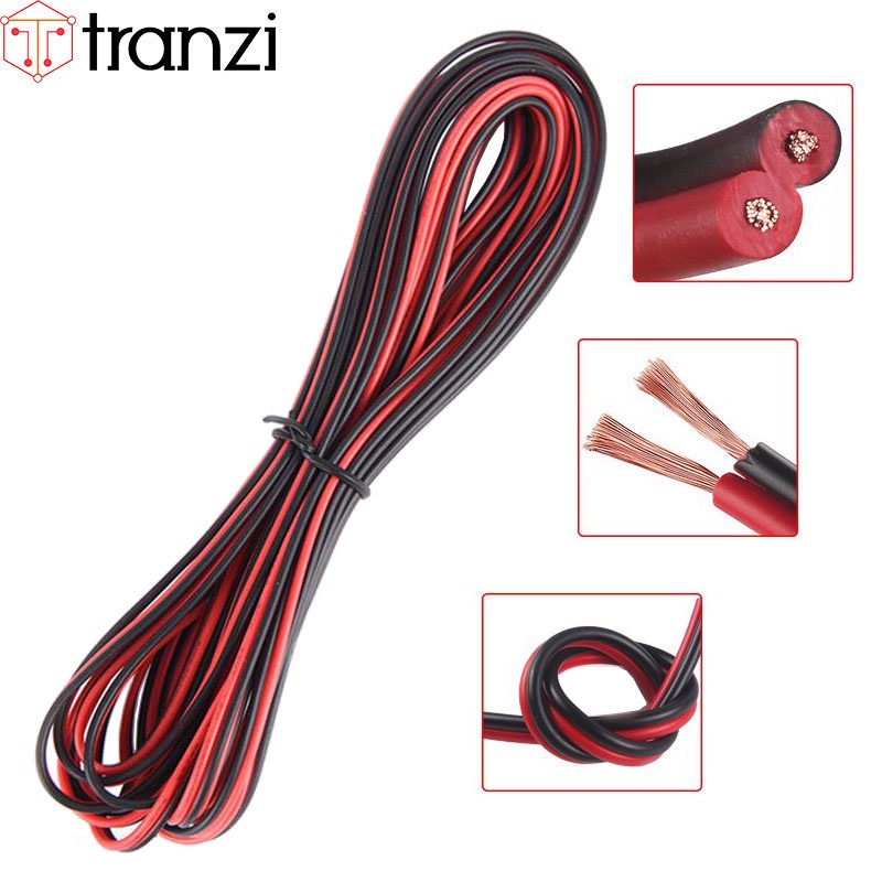 Dây điện đôi nhiều lõi đồng 26AWG tiết diện dây 0,13mm² màu đỏ đen - túi 5 mét