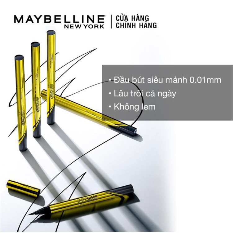 Bút Kẻ Mắt Nước Siêu Mảnh, Sắc Nét, Không Trôi Maybelline Hyper Sharp Laser Eyeliner (Nắp Vàng) 0.5g | BigBuy360 - bigbuy360.vn