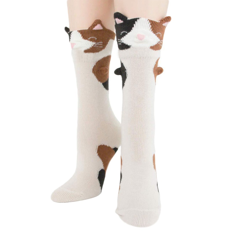 XIXI Tất Cotton Chống Trượt In Hình Mèo Thời Trang