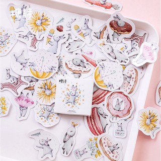 Bộ hình dán Sticker Có Chú Thỏ Con 45 miếng đáng yêu trang trí tranh, sổ tay, planner