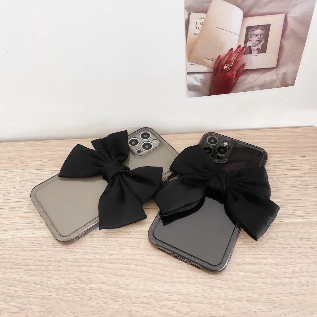 Ốp Điện Thoại tpu Mềm Hình Nơ Đen Xinh Xắn Cho Iphone 13 12 pro max 11 pro max xs max xr x 7 8 plus