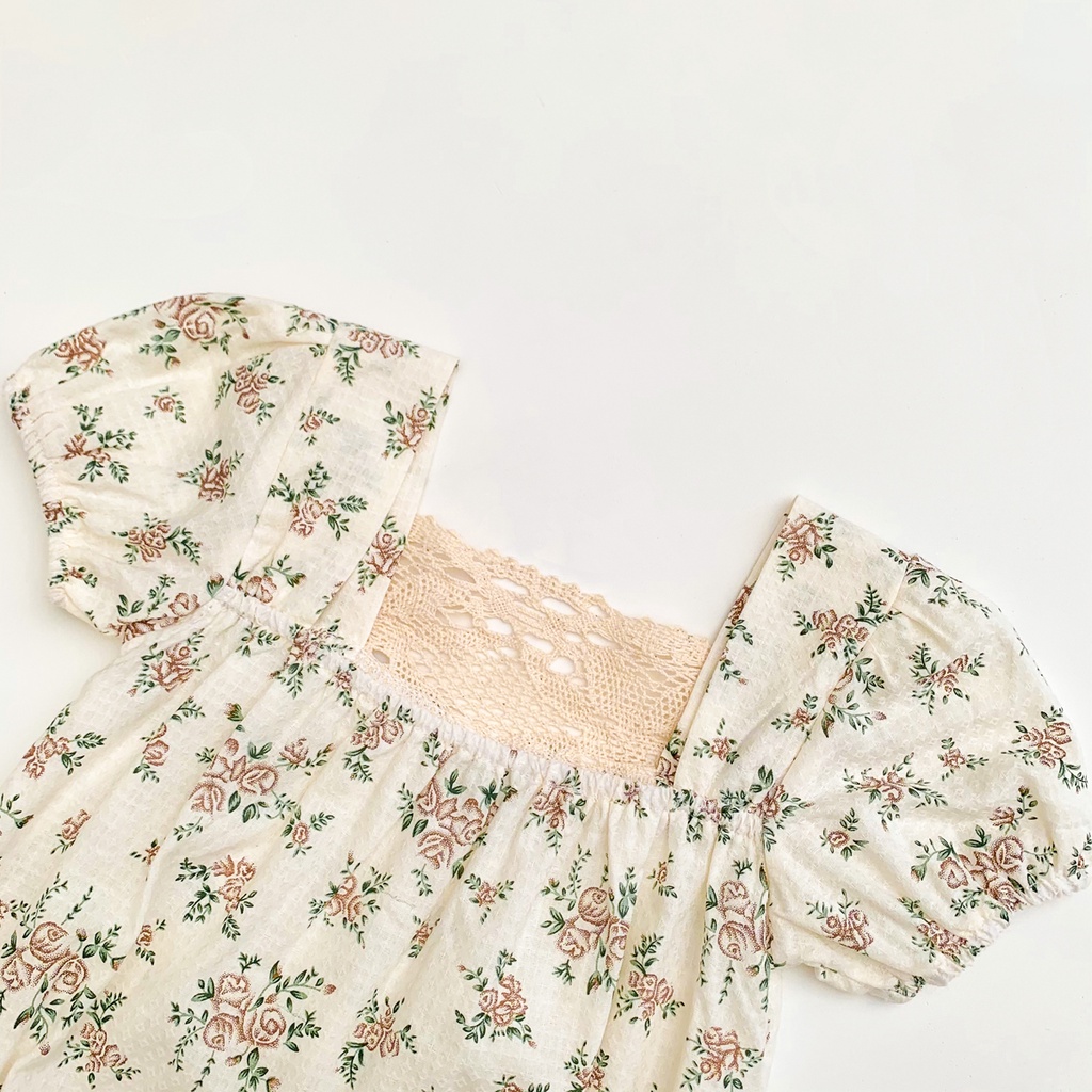 Set áo liền quần và mũ trùm đầu xinh xắn cho bé gái sơ sinh