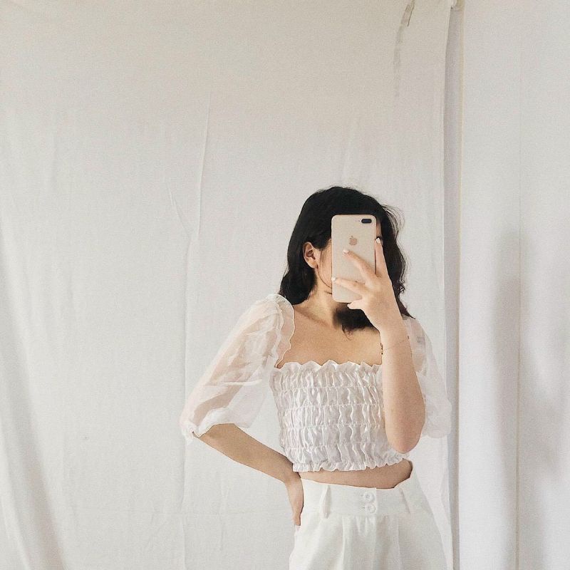 ÁO CROPTOP PHỐI VOAN KIẾN NHÚN XINH XẮN