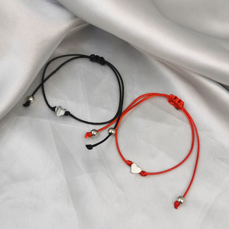 Vòng Tay Dây Bện Mặt Trái Tim Bằng Hợp Kim Màu Bạc Thời Trang Cho Cặp Đôi