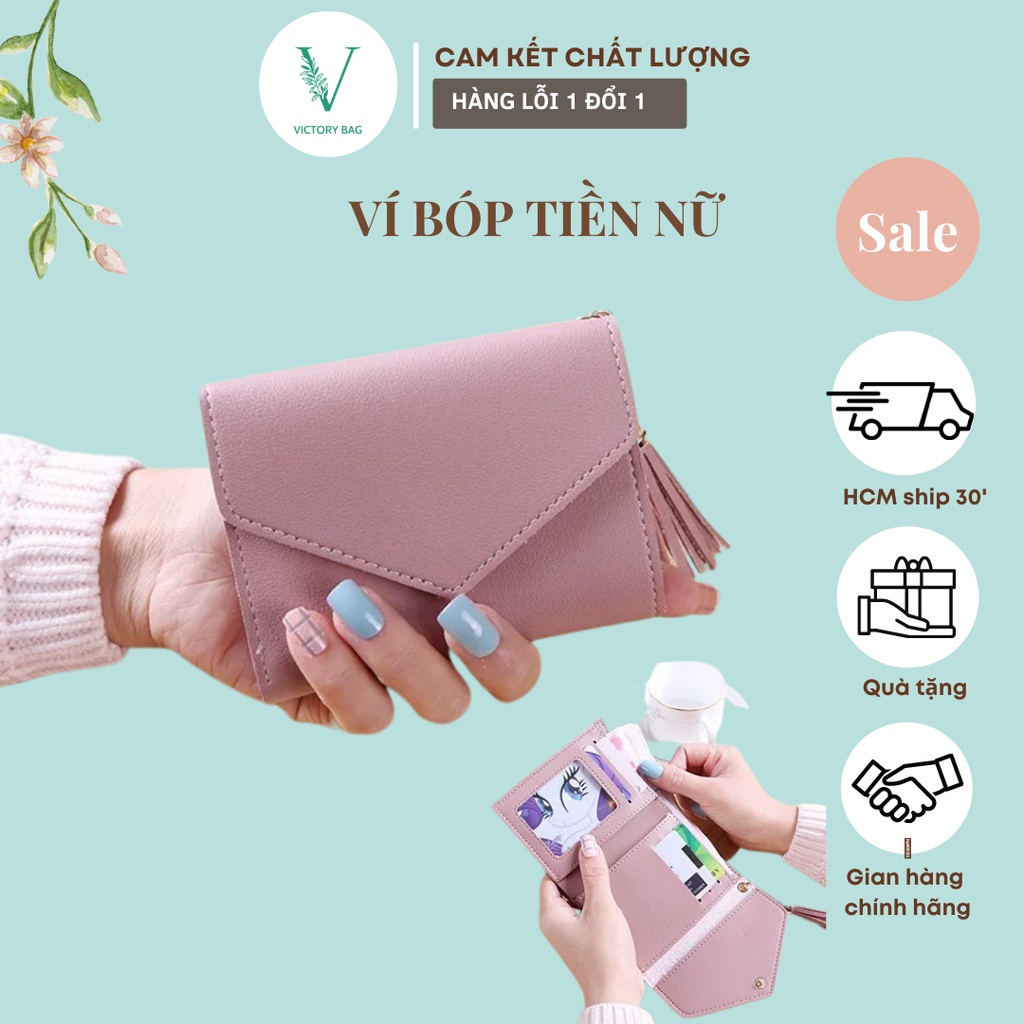 Ví nữ mini ngắn giá rẻ, bóp tiền nhỏ gọn bỏ túi thời trang cao cấp cute  - Victory 601