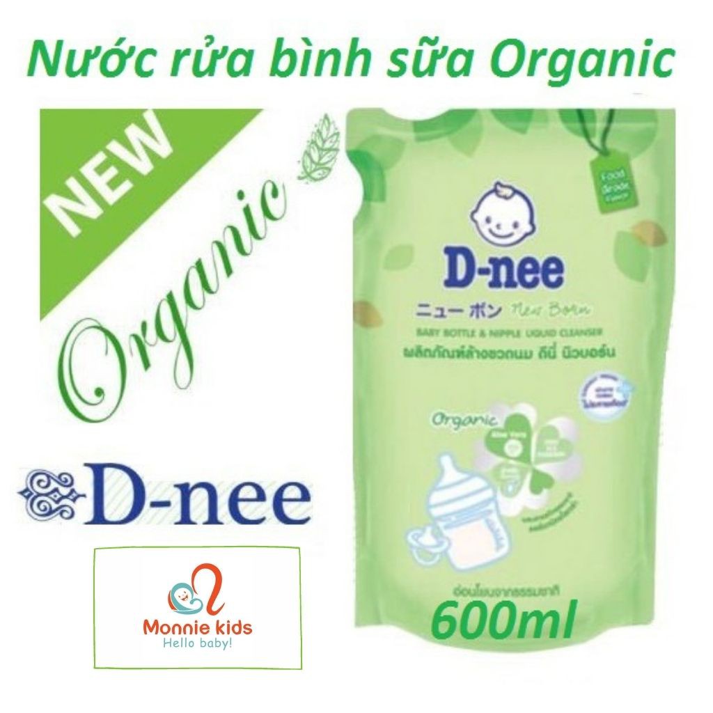 Nước Rửa Bình Sữa DNEE Organic; Chiết Xuất Lô Hội Túi 600ML