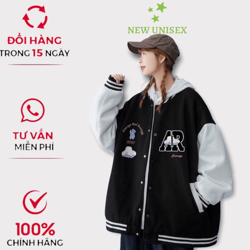 Áo Khoác Bomber Nữ AR Chất Nỉ PE Loại 1 Dày Mịn Phối Hình Lưng Kiểu Dáng Năng Động, Form Rộng Mặc Thoải Mái [NEW UNISEX]