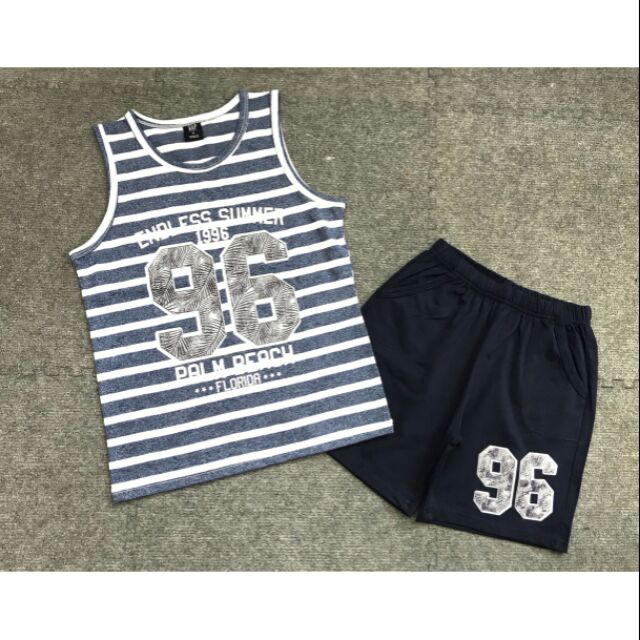 Bộ ba lỗ kẻ Gapkids in hình cây dừa cho bé trai size lớn . Chất vải cotton mềm mát, form dáng chuẩn đẹp. Rất hiếm lô b